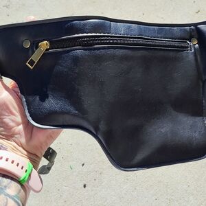 Sleek Black Pleather Belt Bag